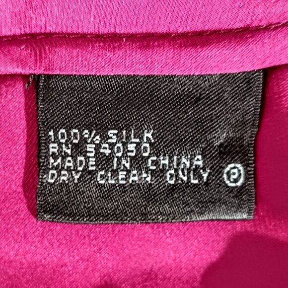 Vintage Anne Klein Maroon Red Pleat Ruffle Front Silk Blouse - Picture 5 of 5